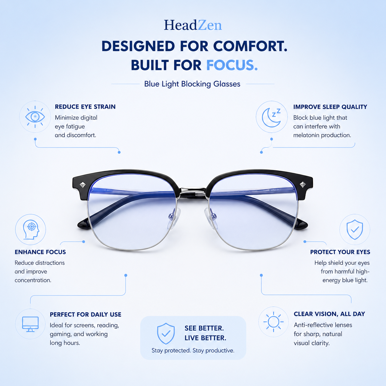 HeadZen™ Anti-Blue Light Glasses ( Unisex )